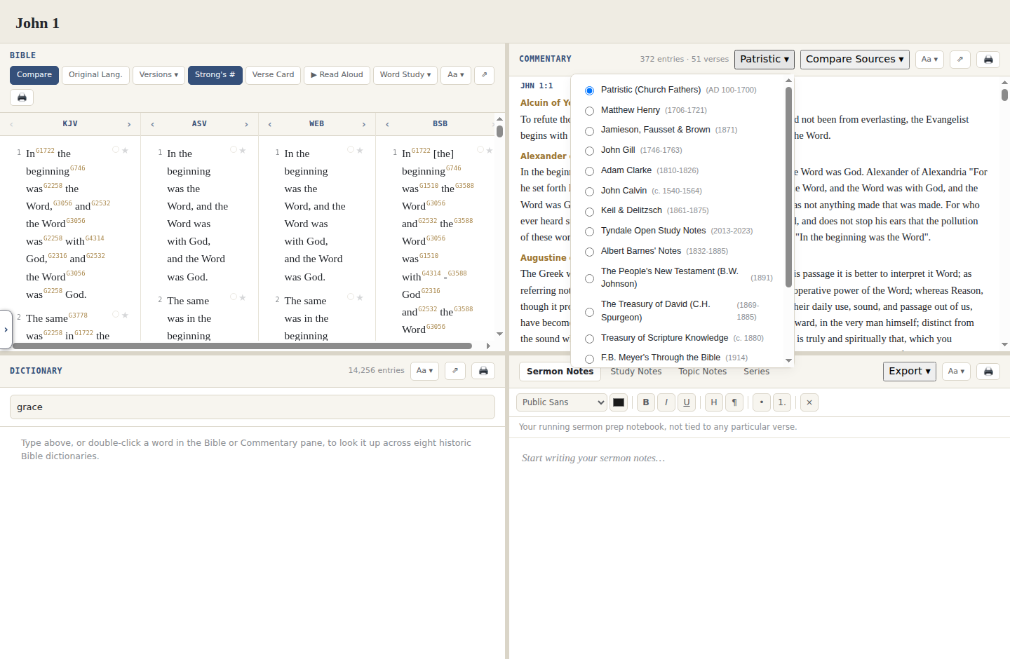 The Commentary pane in Vellum with the commentary picker open