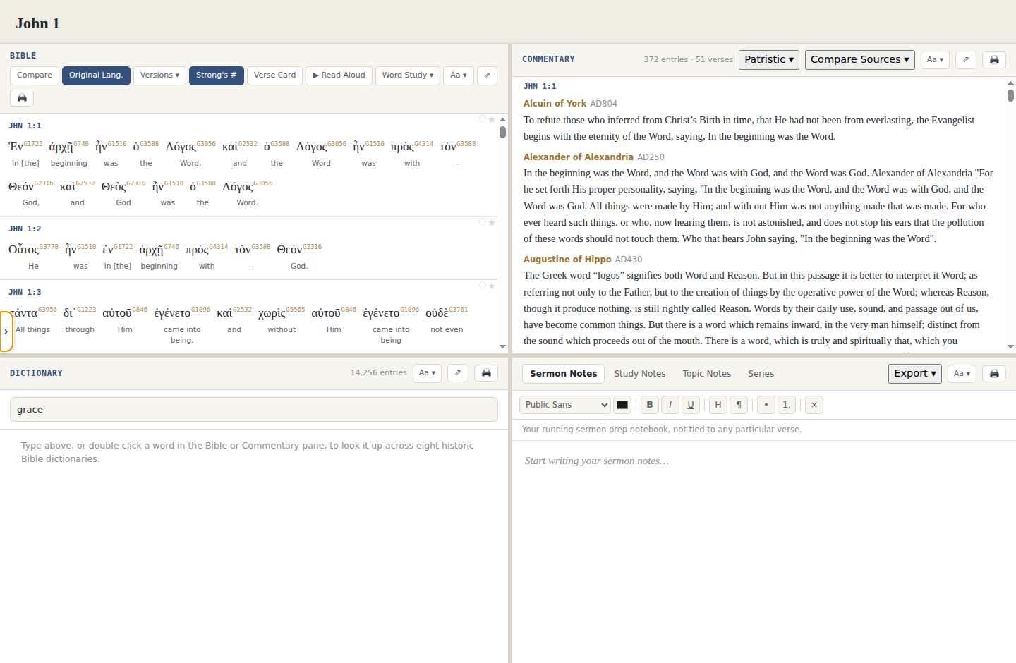 Reverse-interlinear Greek New Testament text in Vellum